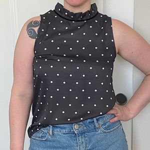 SMALL LOFT grey, white polka dot shell, mock neck